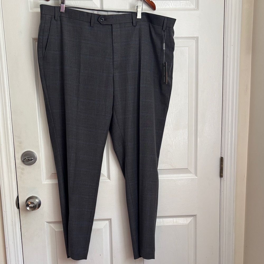 NEW NWT MICHAEL KORS Grey plaid dress pants size 44x30 hints of blue career pant